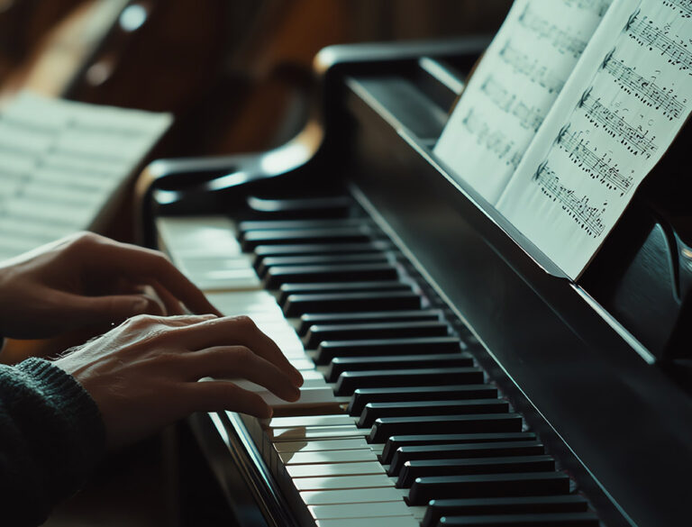 Piano scales and chords representational image.